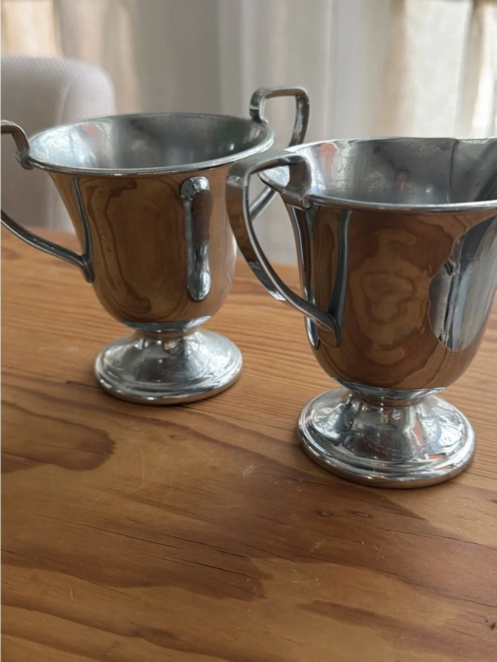 x2 Vintage Farberware New York 1960's Stainless Steel Creamer/Sugar Bowl Goblets